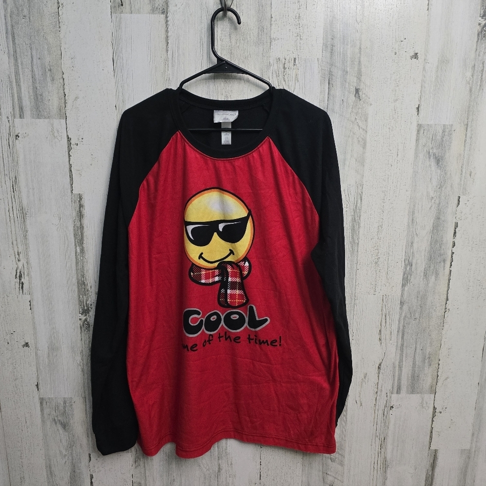 Pjs + Pancakes Cool Emoji Long Sleeve Pajama Shirt Womens Dize XL